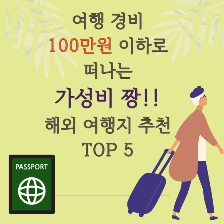 여행 경비 100만원 이하로 떠나는 가성비 해외 여행지 TOP 5