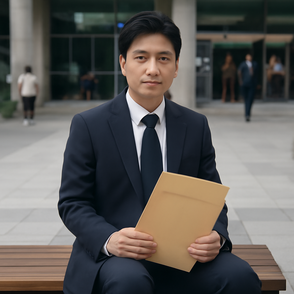 서류봉투를 든 공공청사 방문자