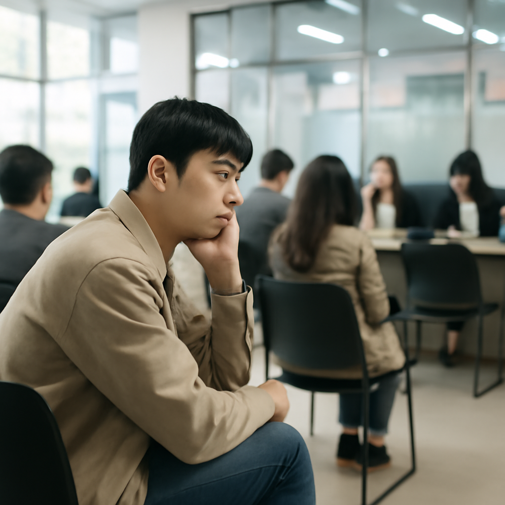 고용센터에서 상담 대기 중인 청년