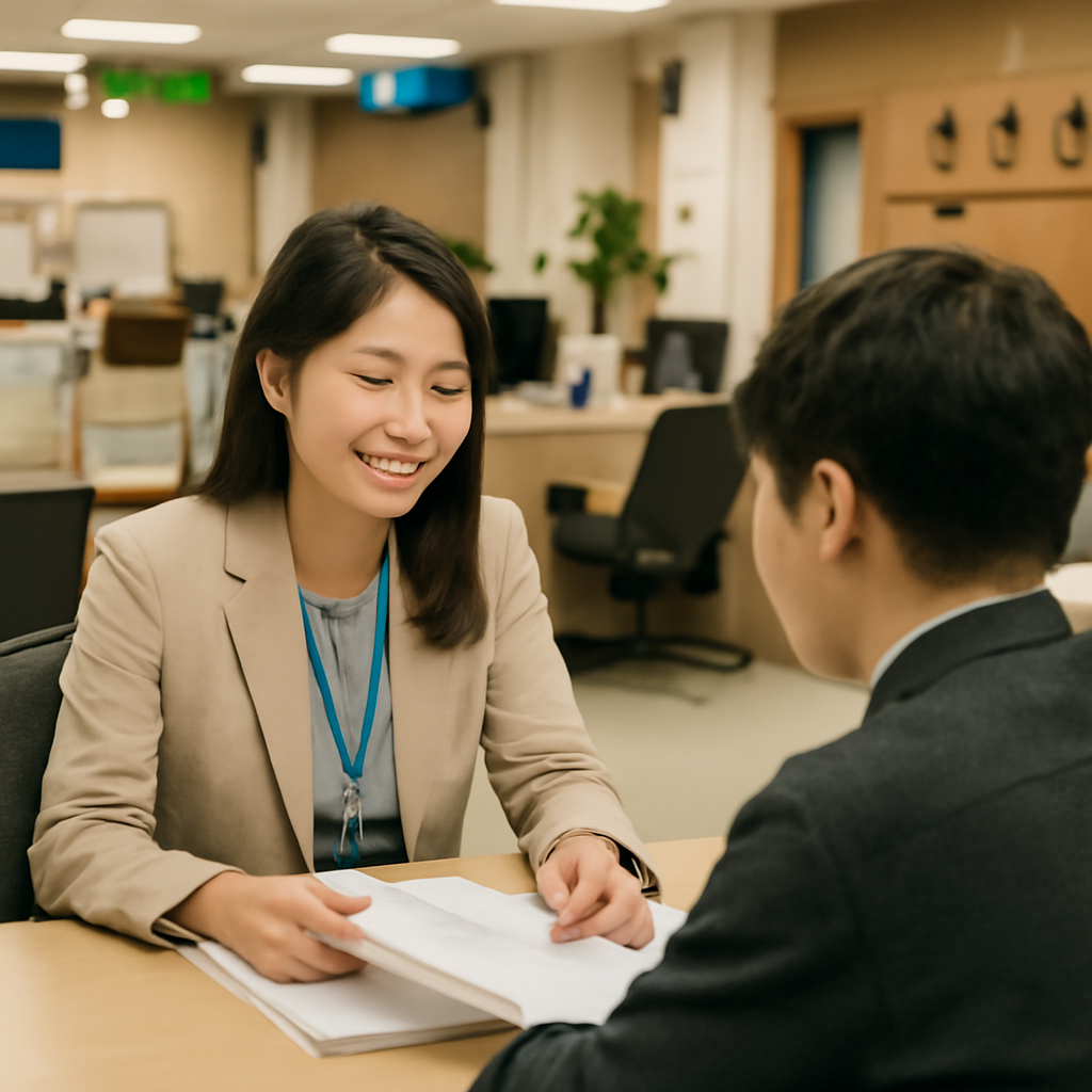 세무서 창구에서 상담받는 모습