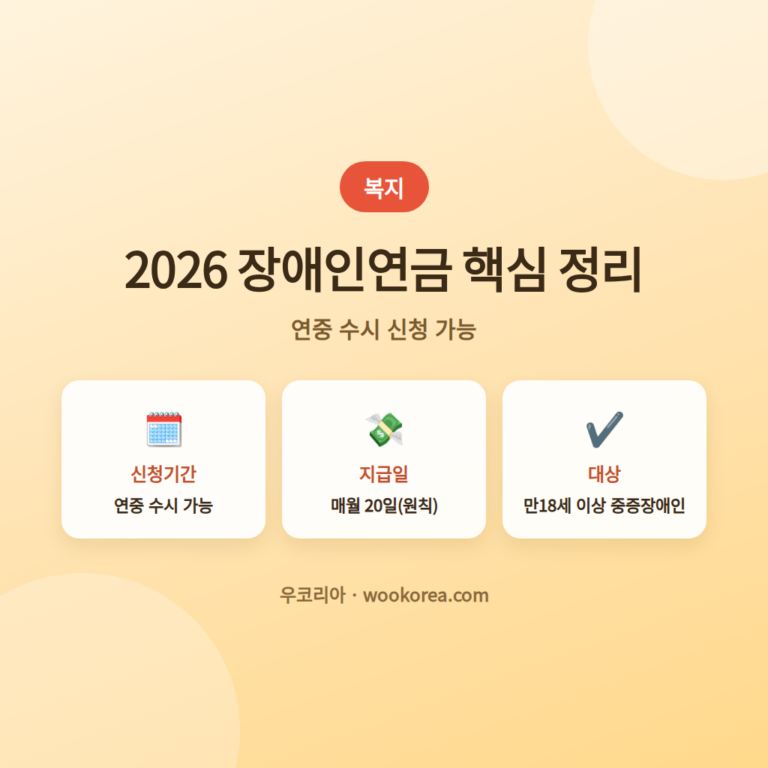 장애인연금 2026 수급자격과 신청방법 총정리 안내 썸네일