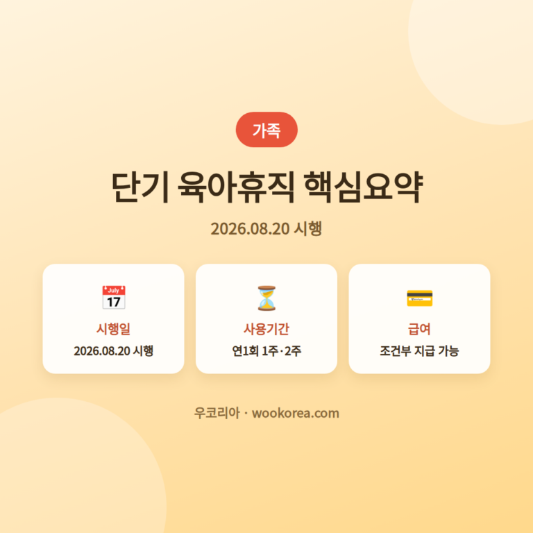 단기육아휴직신청방법과급여한눈에2026 안내 썸네일