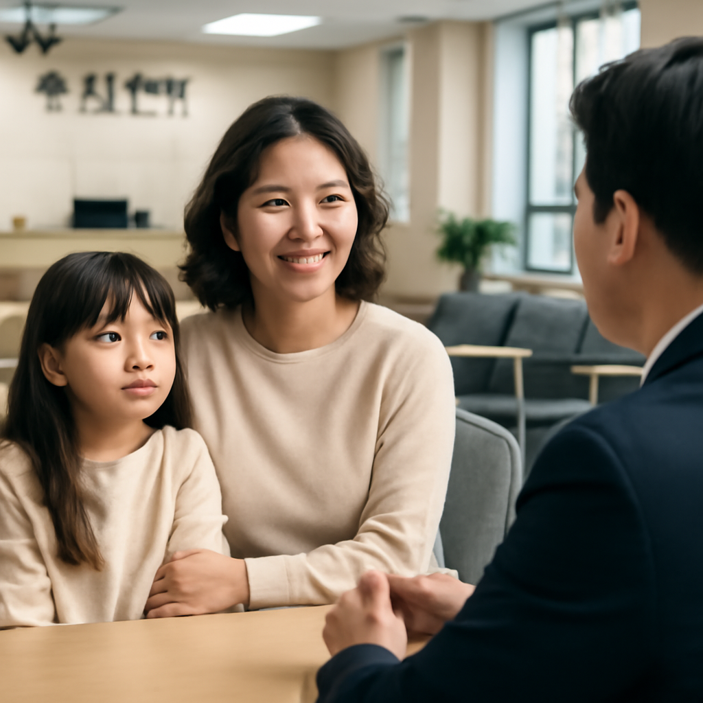 주민센터에서 상담하는 한부모
