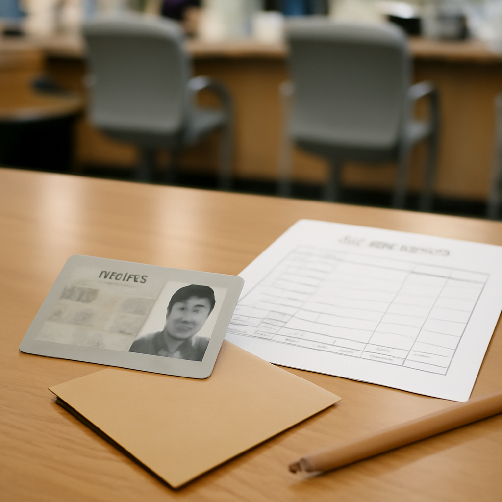 신청서류가 놓인 책상